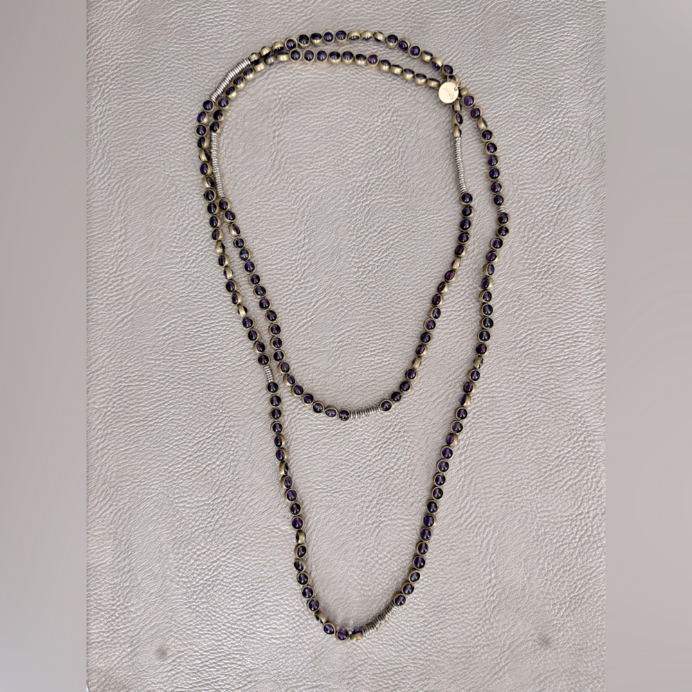 Sway Into It - Gemstone Necklace with Antique Gold Rings in Amethyst - Picture 4 of 8